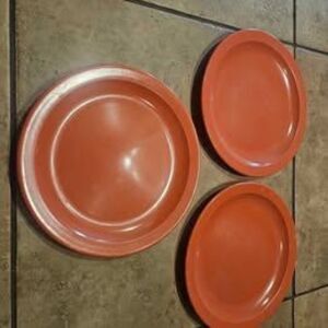 Texasware 10" Melamine Melmac Coral Dinner Plates set of 3 DallasWare
